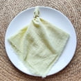 thumbnail image 1 of Nvzi Servilletas de tela de 16,53 x 16,53 pulgadas, juego de 4, servilletas de gasa de lino con flecos, servilletas suaves con flecos reutilizables para cenas, fiestas, Navidad, bodas (amarillo claro), 1 of 4