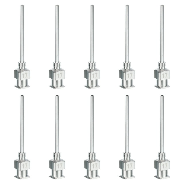 Unique Bargains 10 Pcs 17G 1 Inch Blunt Tip Dispensing Needle with Lure Lock for Refilling Liquid Inks Adhesives