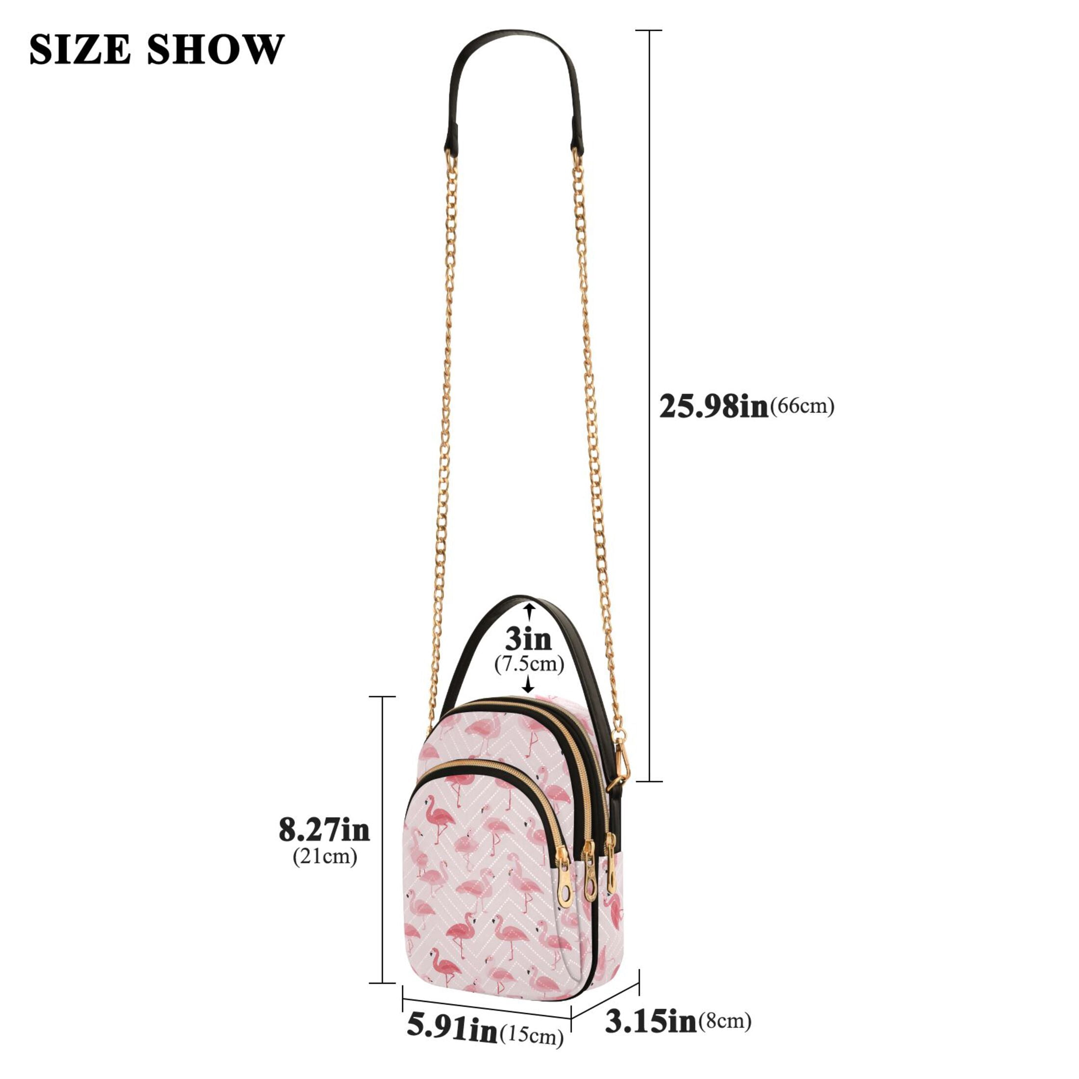 Small Crossbody Bags for Women Pink Flamingo Cute Cell Phone Wallet Multi Zipper Pockets Purse Handbag
