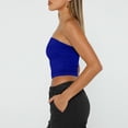 thumbnail image 4 of YDKZYMD Womens Pleated Tube Tops Strapless Bandeau Basic Sleeveless Cute Y2k Crop Tops Backless Slim Fitted Smocked Going Out Junior Solid Tops Stretch Layering Summer Teen Girls Skinny Tops Blue XS, 4 of 7