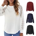 thumbnail image 3 of Camisa de manga larga para mujer Sudaderas con camiseta de empalme de encaje ahuecadas Romacci Sudadera mujer, 3 of 7