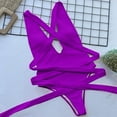 thumbnail image 6 of Summer Fashion One Piece Tankini Swimwear for Womens Plus Size Solid Color V Neck Lace Up Backless Tight Fitting Bikini Swimsuit, 6 of 6