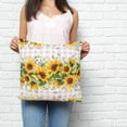 thumbnail image 3 of Throw Pillow Covers 16x16 Inch, Sunflower Plaid Decorative Pillow Cases for Couch Sofa Bed, Retro Yellow Green Floral Leaf Grey Cotton Linen Square Home Decor Pillowcases with Hidden Zipper, 3 of 7