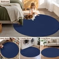 thumbnail image 6 of Navy Blue Round Rugs 3.3ft, Farmhouse Solid Navy Blue Color Modern Art Non Slip Washable Rug Runner, Low Pile Indoor Floor Carpet Mat Bathroom Rugs for Living Room, Bedroom, Kids Room, 6 of 9