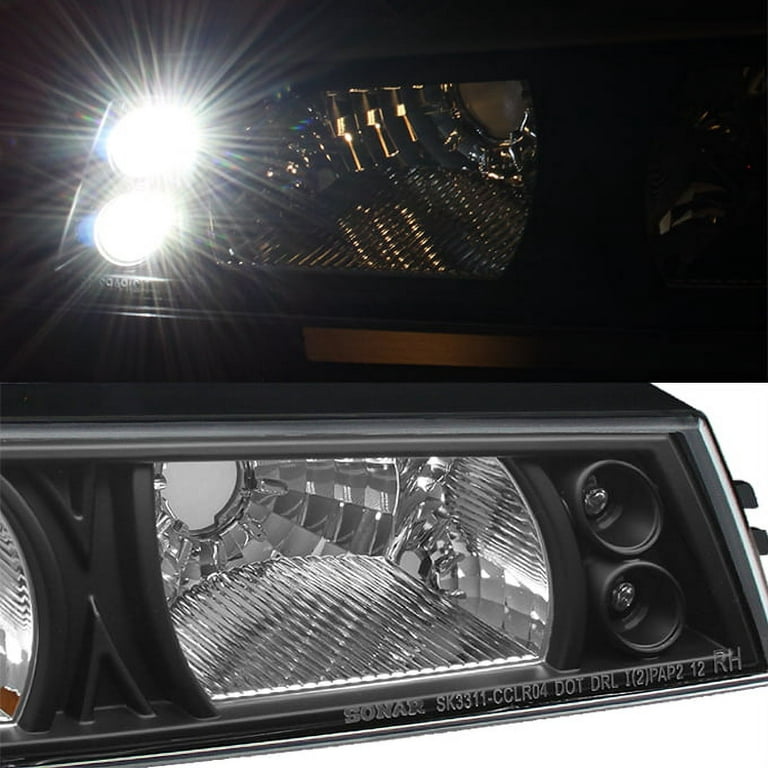 AKKON - For 2004-2012 Chevy Colorado | GMC Canyon Black Headlights + Tail  Lights + Smoke LED 3rd Brake Light Set