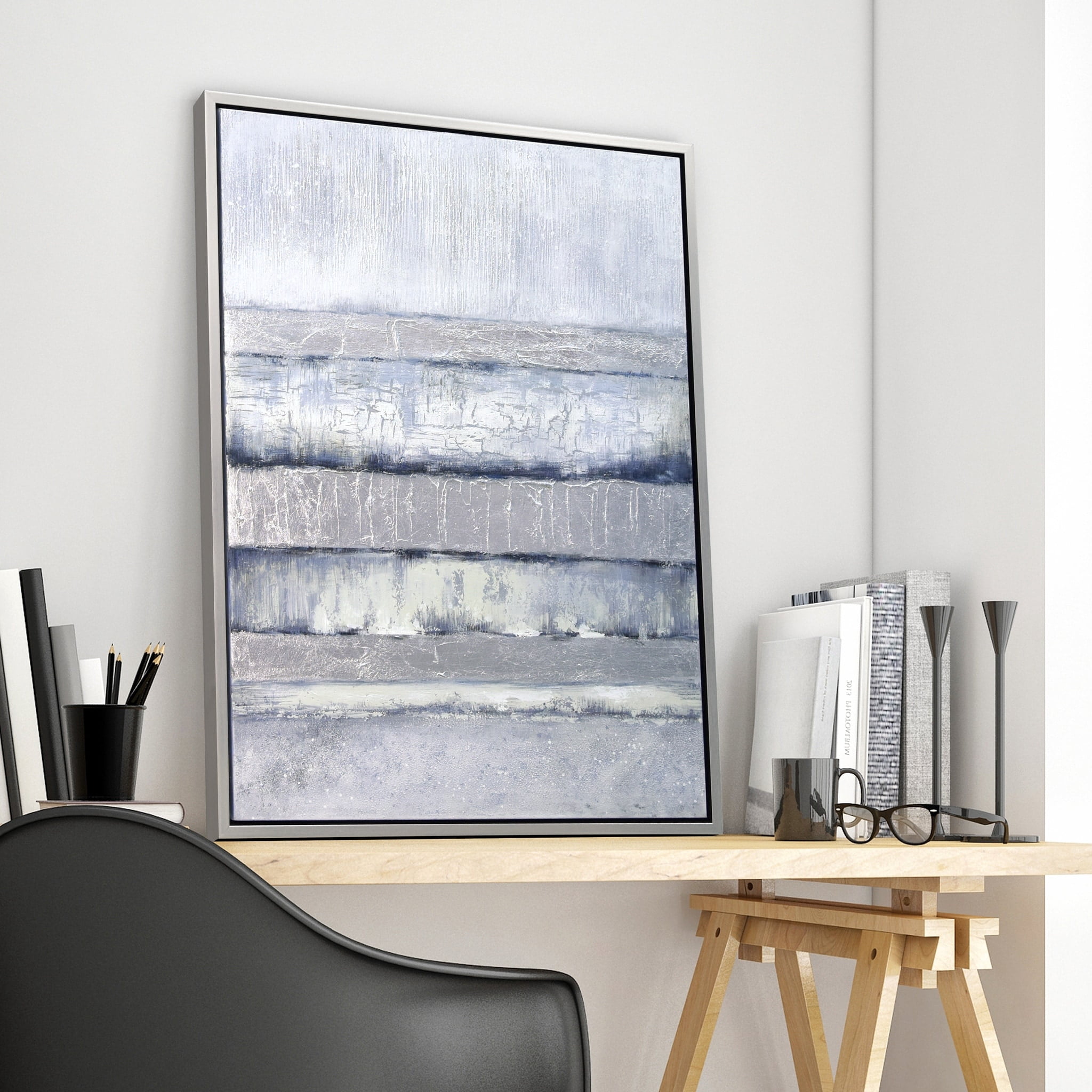 Empire Art Direct Winter Steps Textured Metallic Hand Painted Framed Wall Art, 30" x 40" x 1.5", Ready to hang