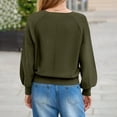 thumbnail image 3 of ZUKMRJPC Women's Half Button Down Sweaters Long Sleeve Casual Crewneck Solid Color Pullover Sweaters Fall Trendy Loose Knit Tops, 3 of 7