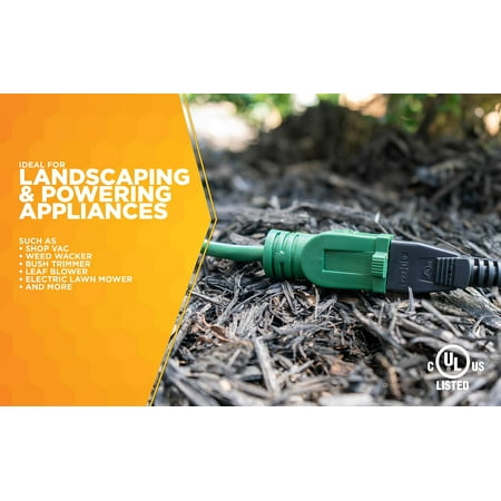 Woods 990394 16/3 80' Green SJTW Landscape and Patio Extension Cord
