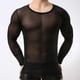 thumbnail image 1 of Camiseta transparente de malla elástica para hombre Camiseta transparente de manga larga con cuello redondo Camiseta negraM, 1 of 3