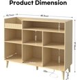 thumbnail image 2 of Record Player Stand, Vinyl Record Player Shelf with Charging Station & USB Ports, Record Player Stand with Vinyl Storage up to 400 Albums for Living Room,Office, Music Room, Oak, 2 of 15