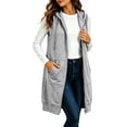 thumbnail image 3 of Diufon Womens Long Zip Up Hoodies Sleeveless Drawstring Hooded Sweatshirt Jackets Fall Winter Warm Waistcoat with Pockets, 3 of 8