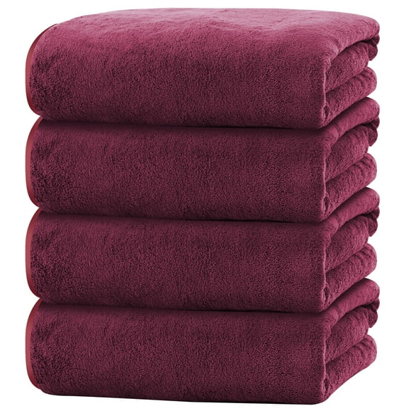 Juego de toallas de baño Cosy Family de microfibra, paquete de 4, color burdeos