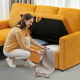 thumbnail image 6 of PPorfamilia 71'' 3-Seater Sofa with Pull Out Chaise, 2-in-1 Modern Corduroy Lounge Sofa Deep Seat with Storage, Upholstered Couch Sleeper Bed for Living Room, Yellow, 6 of 9