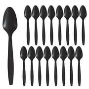 Party City Disposable Plastic Spoons, 16 Count (Black) - Go Brightly Heavy Duty Classic Reuseable Plastic Spoons - Premium Party Supplies Cutlery