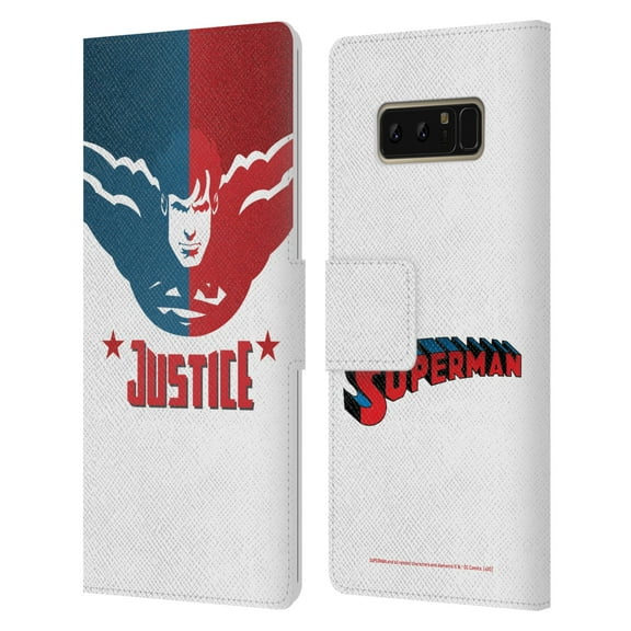 Head Case Designs Officially Licensed Superman DC Comics Character Art Justice Leather Book Wallet Case Cover Compatible with Samsung Samsung Galaxy Note8 / Note 8