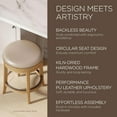 thumbnail image 6 of Maven Lane Alexander 31 Inch Tall Bar Height Rotating Backless Barstool in Weathered Oak Finish with Avanti Bone Vegan Leather Seat, Set of 4, 6 of 6