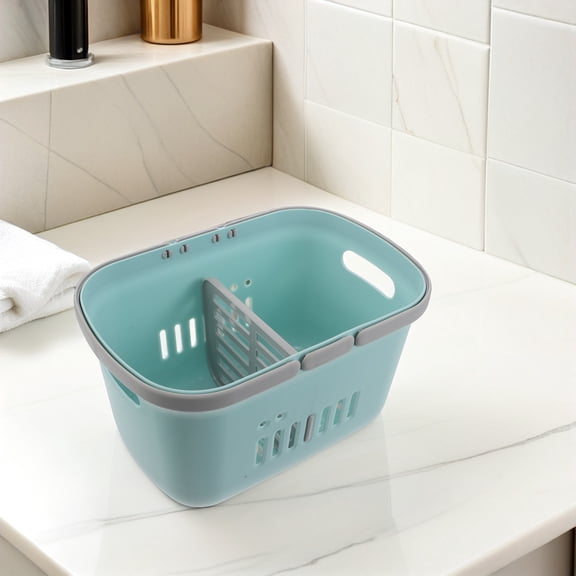 CTIRCHIU Plastic Bathroom Organizer Basket with Handle Waterproof Shower Storage Tote Blue