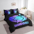 thumbnail image 2 of Castle Fairy Neon Handball Full Size Bedding Sets 7 Pieces, Gradient Sport Ball Full Size Bed in a Bag, Purple Blue Black,Black Reversible, 2 of 7