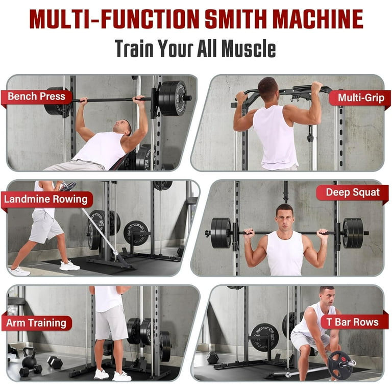 VIBESPARK Smith Machine Squat Rack, All-in-One Power Rack Cage