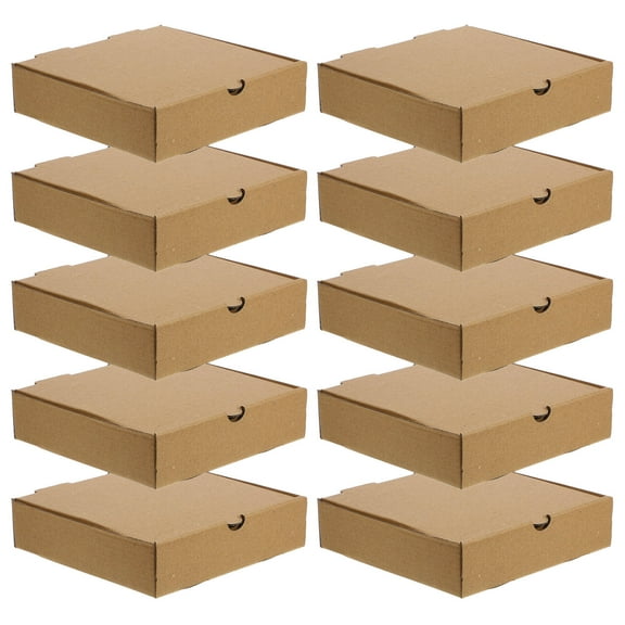 10pcs Brown Corrugated Cardboard Take Out Food Boxes Bulk Pack Disposable Containers