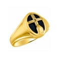 thumbnail image 3 of RYLOS Unisex Rings 14K Yellow Gold Religious Cross Prayer Ring With Diamonds & Black Onyx Designer Jewelry Size 11, 3 of 6