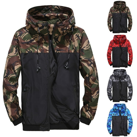 Miluxas Wind Breaker Jackets Mens Trench Coat Men Waterproof Windbreaker Jacket Pea for Fashion Summer Bomber Outdoor Red