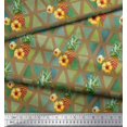 thumbnail image 3 of Soimoi Brown Georgette Viscose Fabric Triangle & Pine Fruits Decor Fabric Printed Yard 42 Inch Wide, 3 of 5