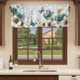 thumbnail image 6 of 2 Pack Valances for Window, Teal Tulip Butterfly Short Curtains for Kitchen Bedroom Living Room, Beige Turquoise Floral Blue Coastal Rod Pocket Small Window Treatment Valance Drapes 54 x 18 Inch, 6 of 8