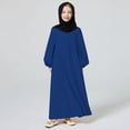 thumbnail image 3 of Hpapadks Robe d'Été pour Filles Robe Musulmane Manches Longues Solide Ample Décontractée Robe de Prière Robes pour Filles Bleu 4-5 Ans, 3 of 3