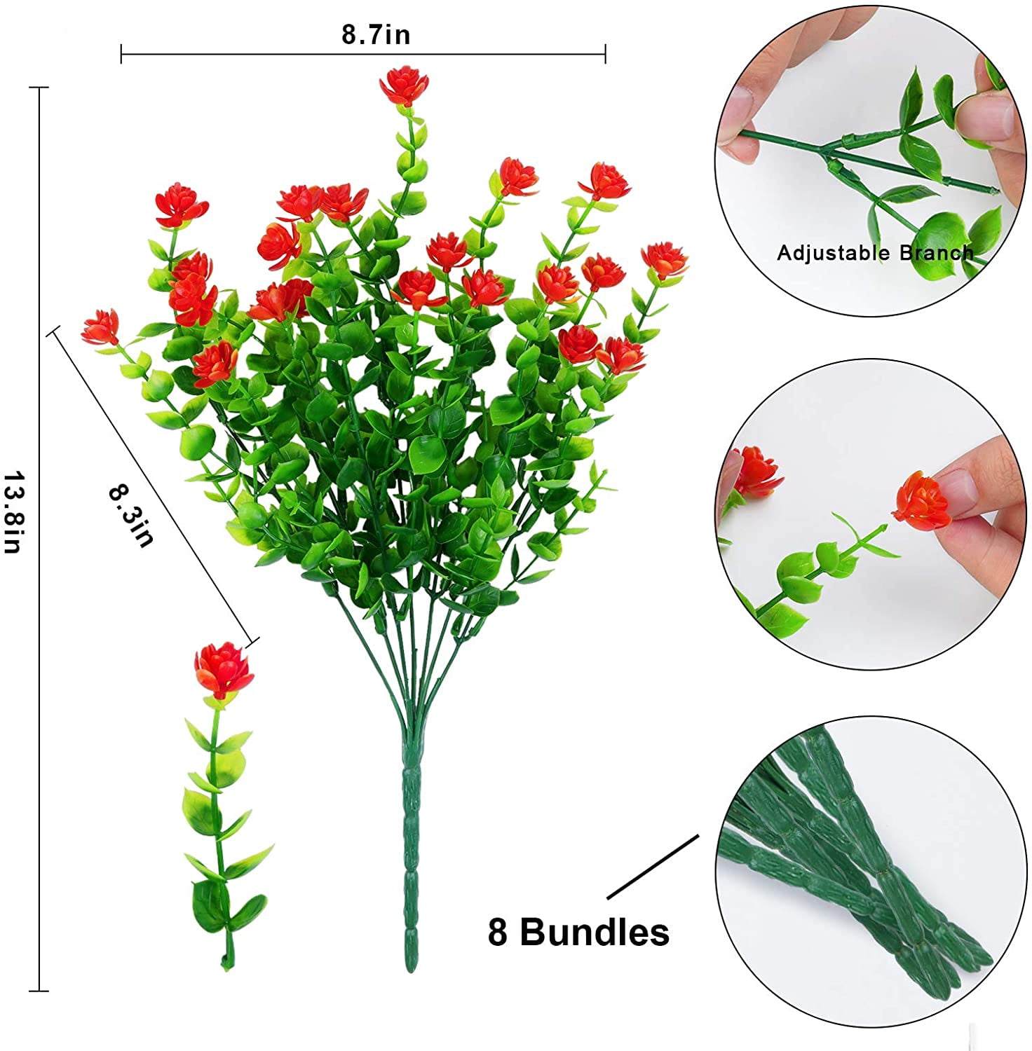 MAMOWEAR Artificial Flowers for Outdoor, 12PCS UV Resistant Fake Flowers for Decoration Indoor, No Fade Faux Plastic Hanging Plants Wedding Farmhouse Garden Porch Window Décor