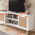 thumbnail image 4 of Homhougo Rattan TV Stand for 65-Inch TV, Modern White Entertainment Center with 2 Cabinets & Adjustable Shelf, Boho Media Console with Storage for Living Room or Bedroom, 4 of 8