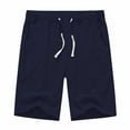 thumbnail image 1 of Tyhengta Men's Casual Cotton Shorts Drawstring Lightweight Summer Beach Shorts Jogger Gym Pockets Dark blue L, 1 of 7