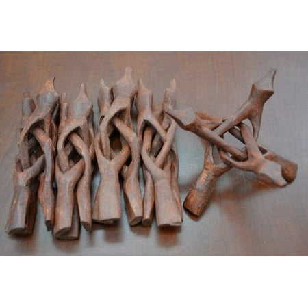 Wood Fiberglass Tripod - 5 Pc Wood Carved Tripod Snake Holder Stand 6