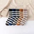 thumbnail image 3 of Mens Plus Size Coral Fleece Mid Calf Socks Thick Winter Floor Socks Soft Striped Home Lounge Socks 5 Pairs, 3 of 6