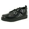 Mens Black Loafers Platform Creepers Leather Shoes Buckle Strap 1 Inch Platform