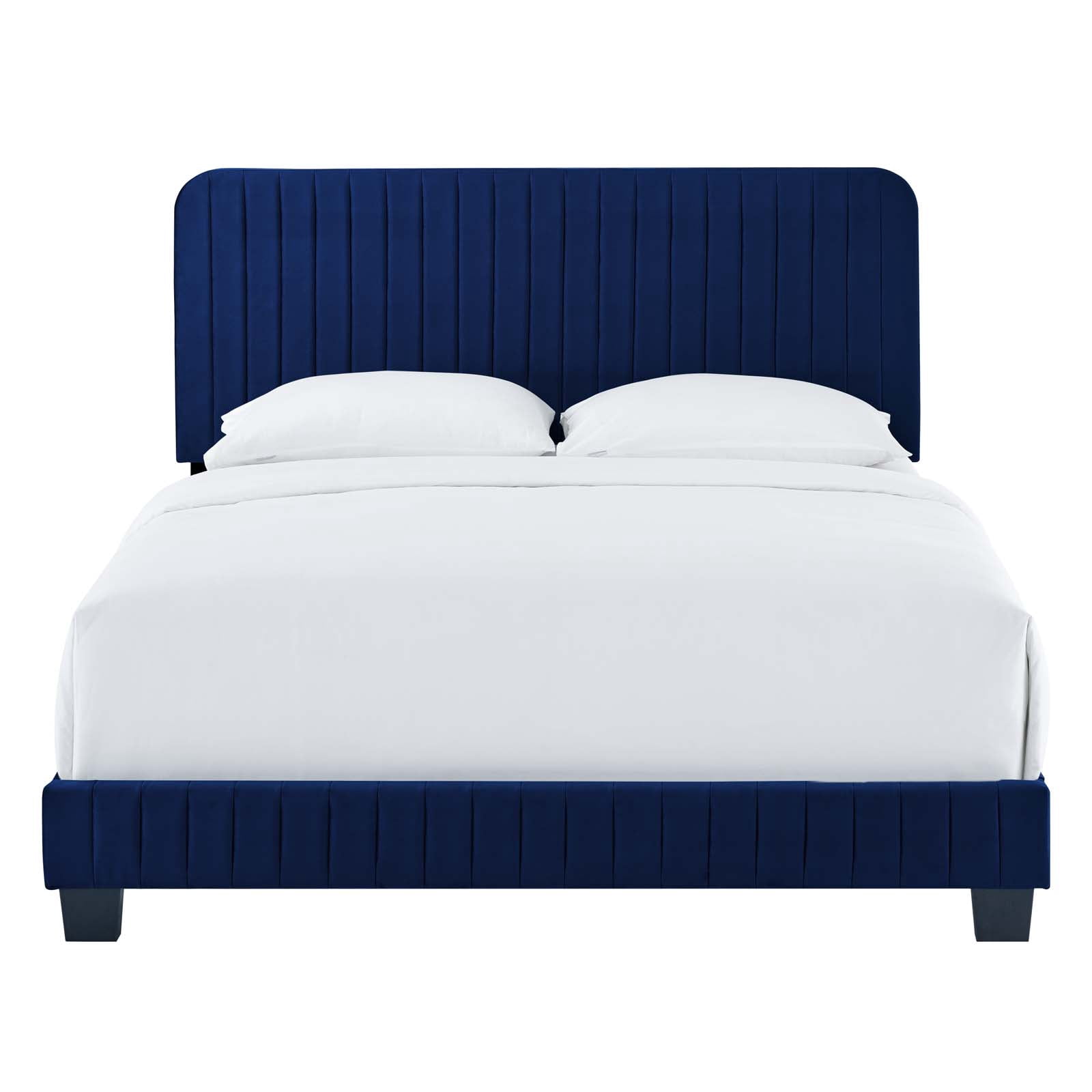 Tufted Platform Bed Frame, King Size, Velvet, Blue Navy, Modern Contemporary Urban Design, Bedroom Master Guest Suite