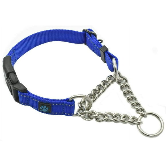 shiyou-Stainless Steel Chain Martingale Collar - We Donate a Collar to a Dog Rescue for Every Collar Sold (Medium, Blue)