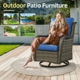 thumbnail image 2 of PARKWELL 3-Piece Patio Wicker Chairs Swivel Rocker Set,Outdoor High Back Swivel Glider Rocking Lounge Chairs with Side Table for Patio Deck Garden,Gray/Navy, 2 of 8