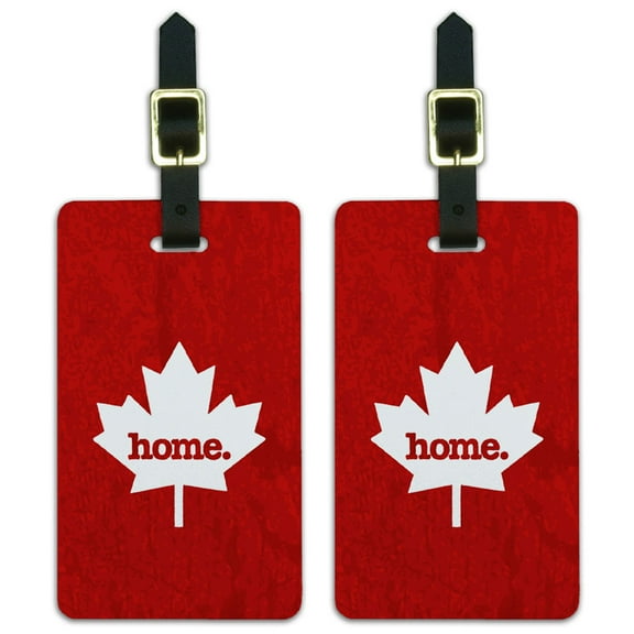Graphics and More Canada Maple Leaf Home Country Luggage Suitcase ID Tags Set of 2 - Textured Red