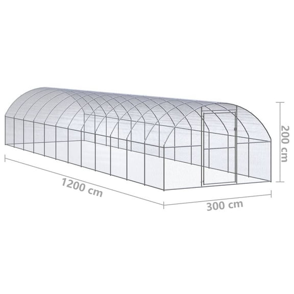 vidaXL Outdoor Chicken Coop 9.8'x39.4'x6.6' Galvanized Steel