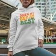 thumbnail image 2 of Doing My Berry Best, Pun Quote, Groovy Retro Wavy Text Merch Gift, White Hooded Sweatshirt or Hoodie, 3XL, 2 of 5