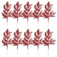 thumbnail image 3 of Gustave 10 Pcs Artificial Christmas Glitter Pine Leaves Picks Needles Simulated Tree Stems Branches for Xmas Tree Garland Wreath Wedding Holiday Decorations "Red", 3 of 8
