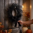 thumbnail image 5 of 13.78" Black Twig Wreath with Black Velvet Bow, Gothic Halloween Door Wreath Decor for Indoor Outdoor Home, 5 of 9