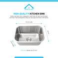 thumbnail image 6 of KBFmore Classic 23 inch 18 Gauge Undermount Single Bowl Stainless Steel Kitchen Sink, 6 of 11