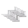 thumbnail image 2 of Modket TDH528AL Aluminum Metallic Metal Gray Silver Glass Herringbone Mosaic Tile Backsplash, 2 of 5