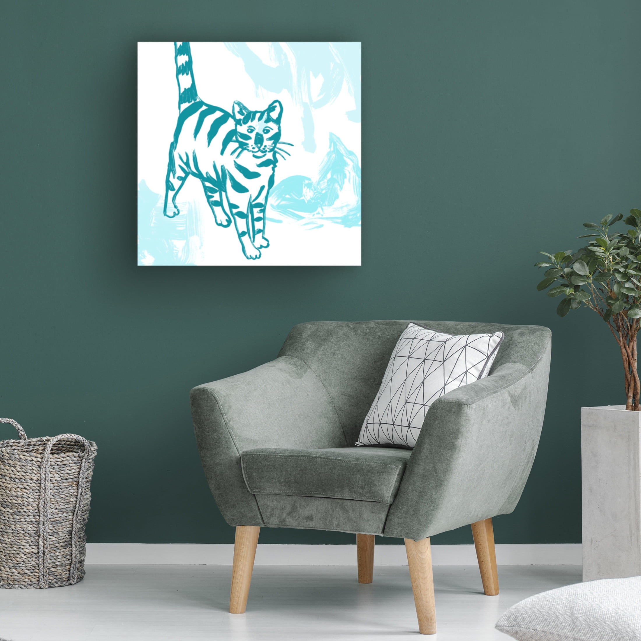 Canvas Wall Art - June Erica Vess 'Paint Box Cats VII' Wall Art for Living Room, Bedroom, or Office Décor by Trademark Fine Art - 35 x 35 Inches