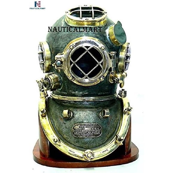 Nauticalmart Schrader's Antique Deep Sea U S Navy Mark V Diving Divers Helmet