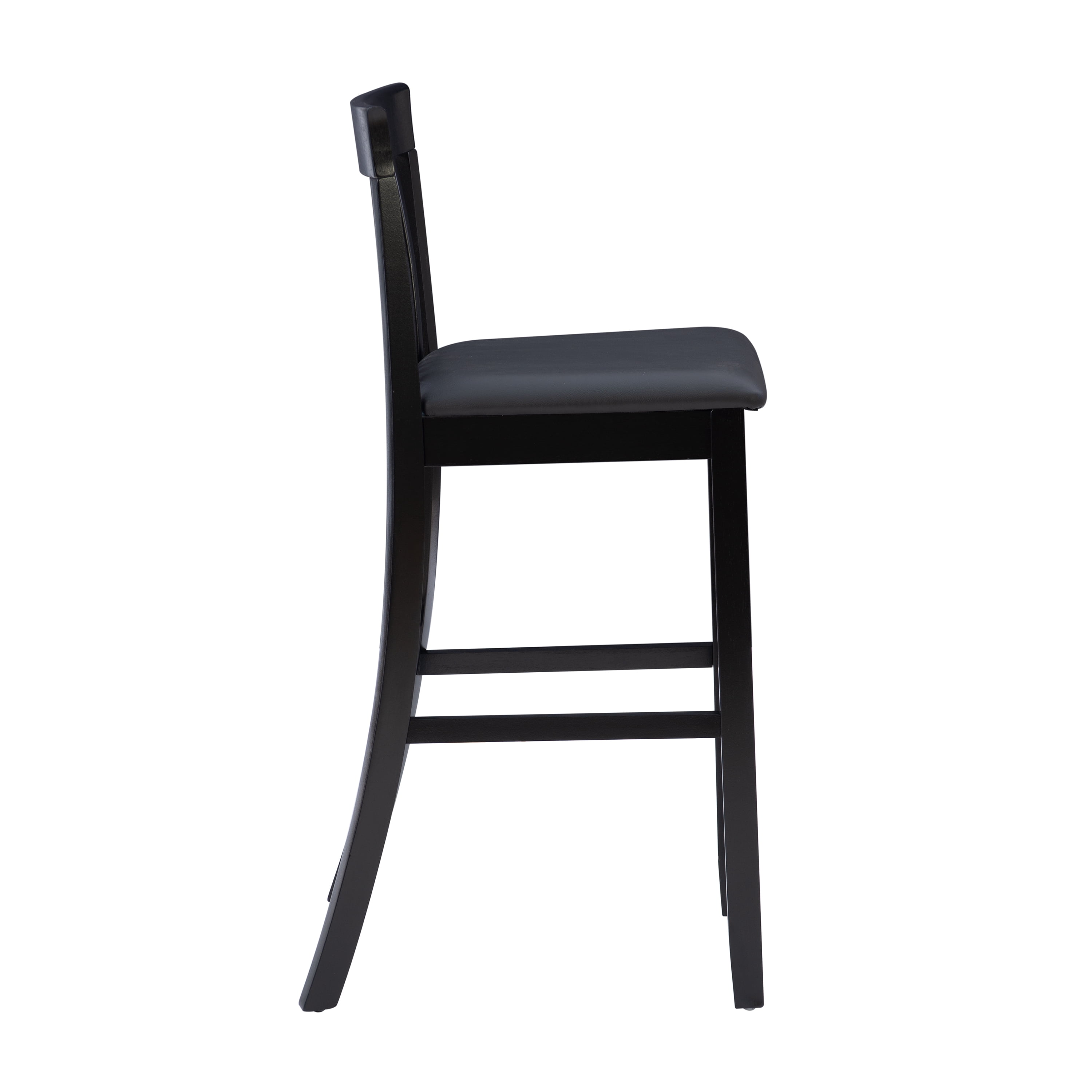 Linon Torino 30" Craftsman Indoor Wood Bar Stool, Black/Black Faux Leather
