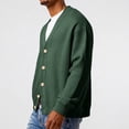 thumbnail image 2 of LNZGNM Mens Waffle Cardigan Sweater V-Neck Big and Tall Sweaters Button Down Lightweight Long Sleeve Cardigans Loose Fit Casual Daily Wear Top,Dark Green 2XL, 2 of 5