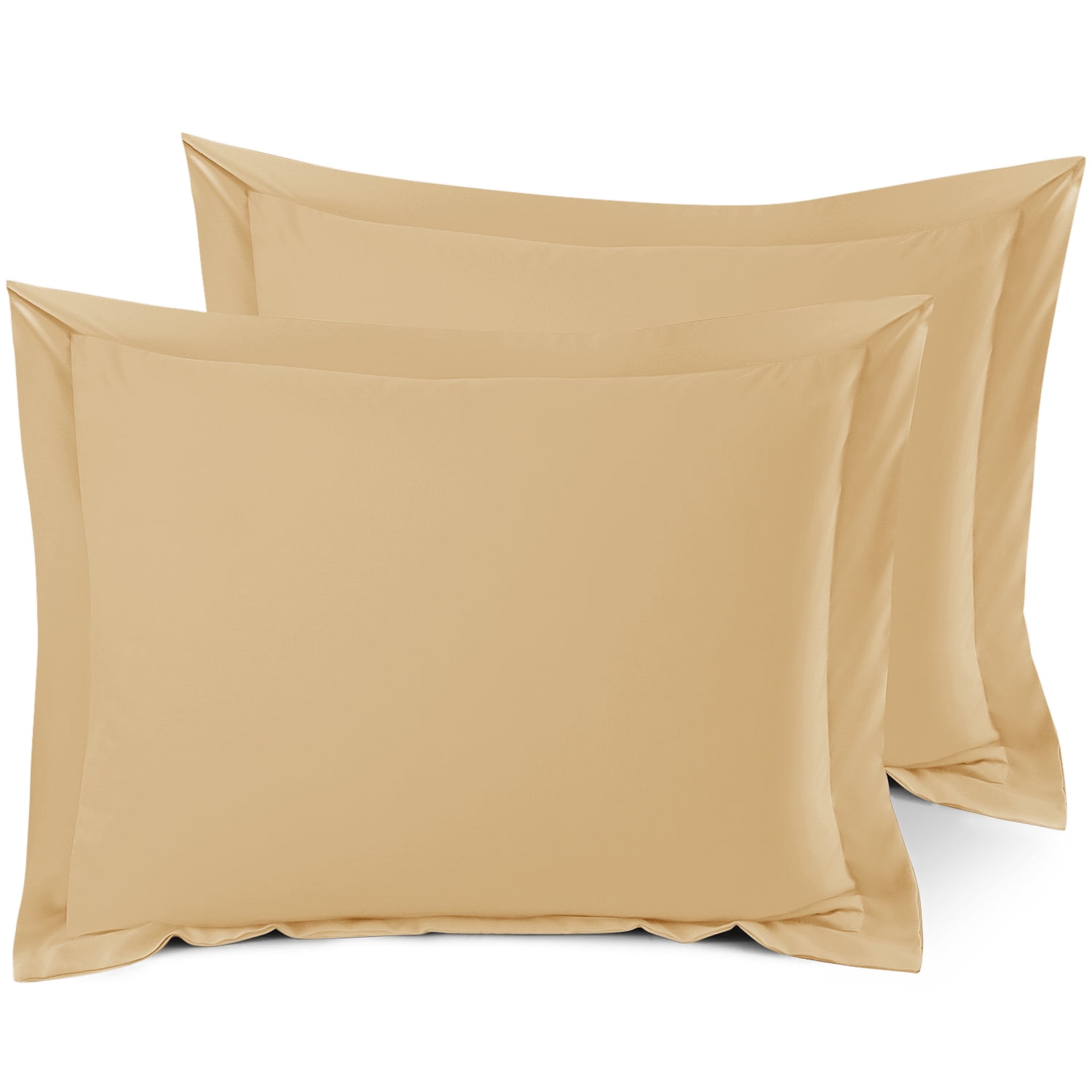 Set of 2 Standard 20"x26" Size Pillow Shams Camel Gold, Hotel Luxury